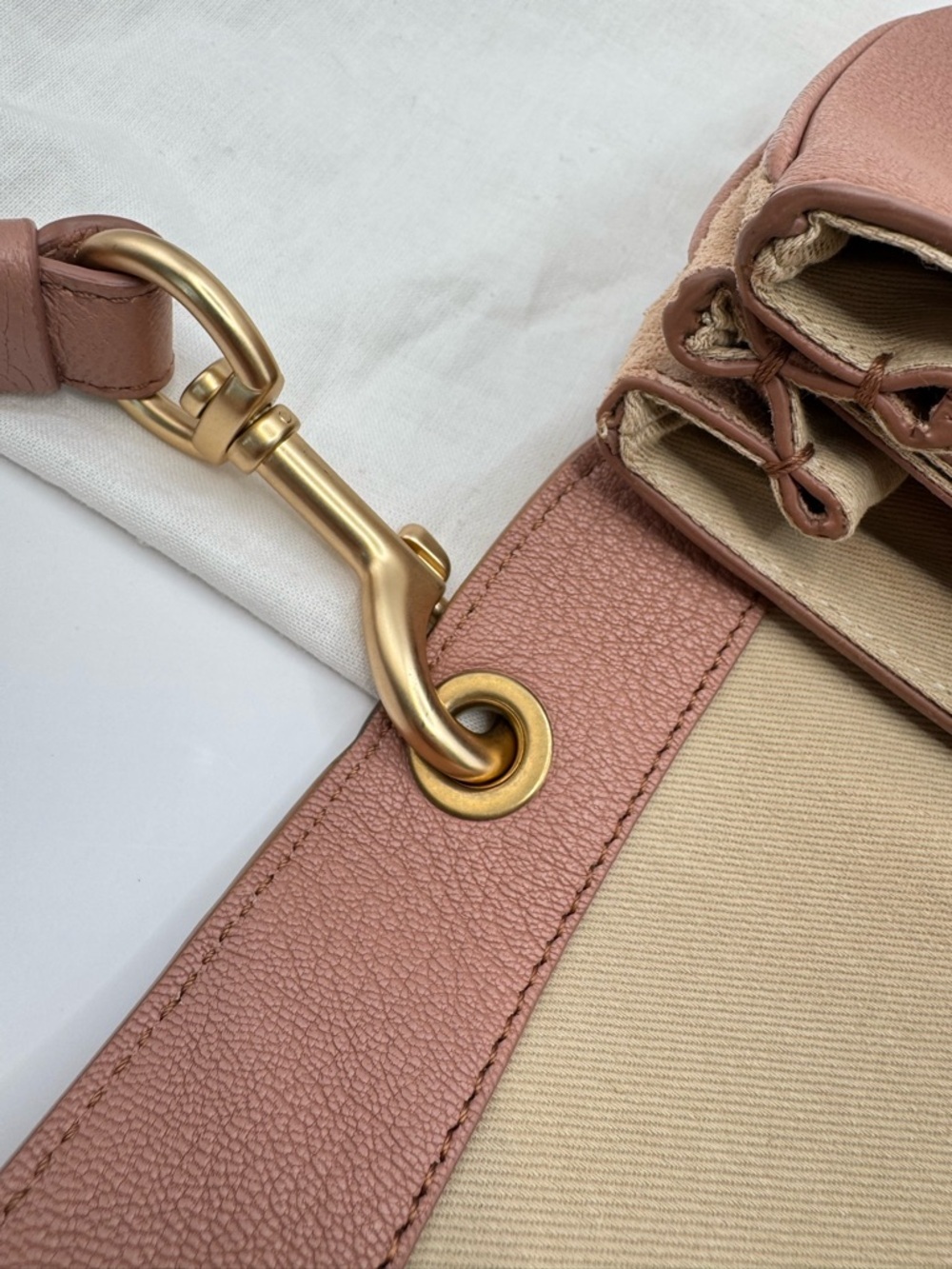 See By Chloé Hana Crossbody Bag Blush Pink Leather Suede Ring Hardware Dust Bag - Picture 10 of 10